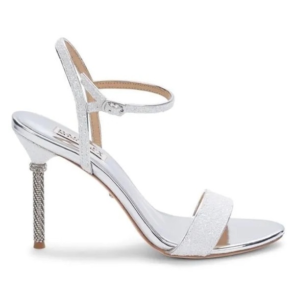 PRICE DROP Badgley Mischka Olympia Embellished Sandals in White Glitter Sz 8.5 - Picture 4 of 4